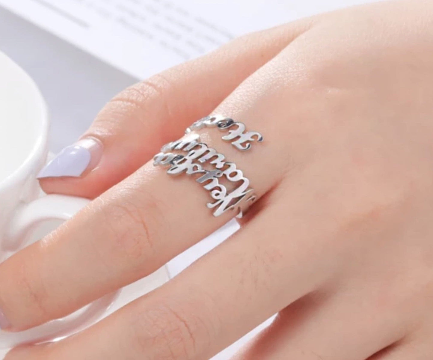 Personalized Cursive Name Ring