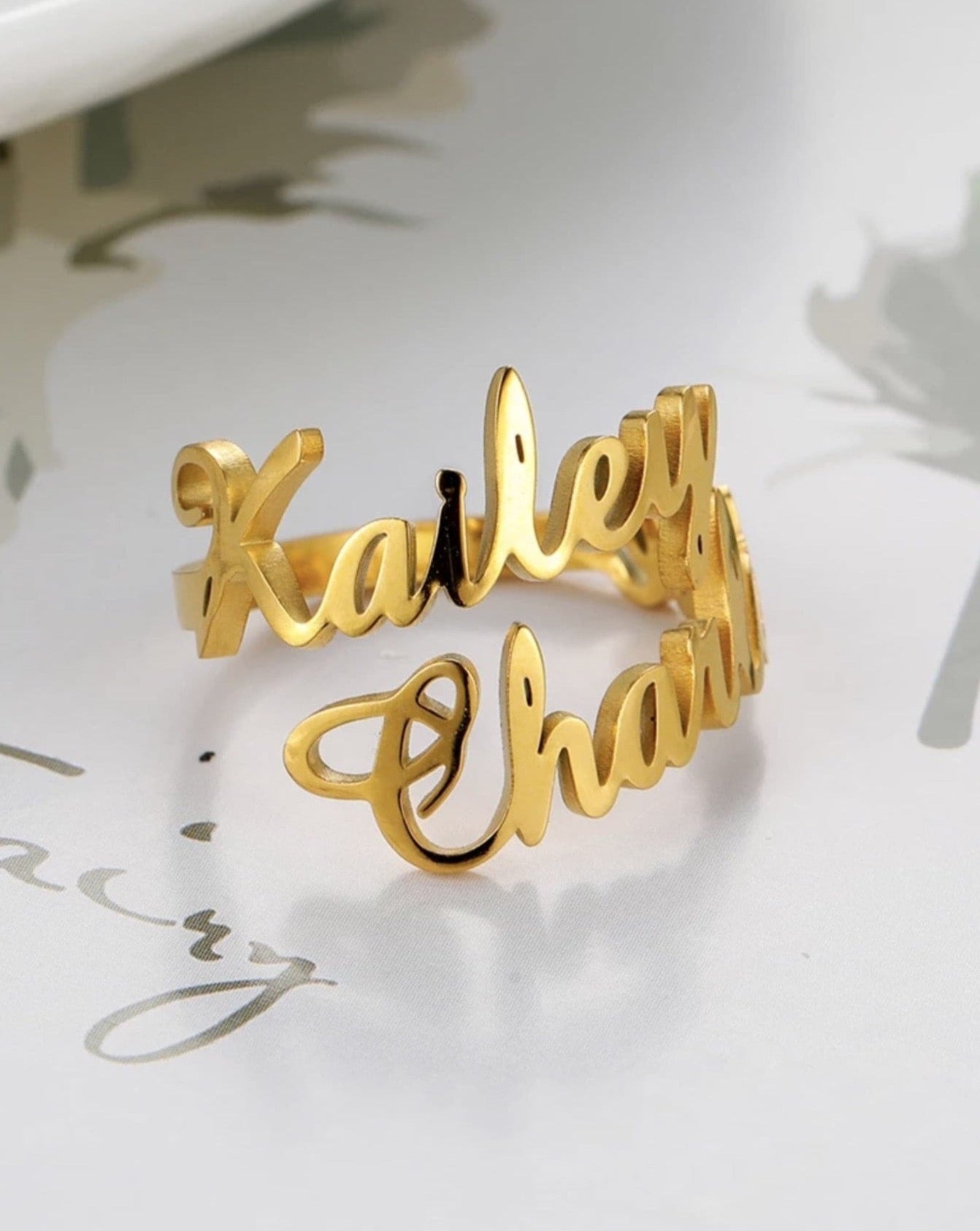 Personalized Cursive Name Ring