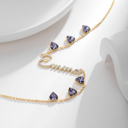 Birthstone Crystal Name Necklace