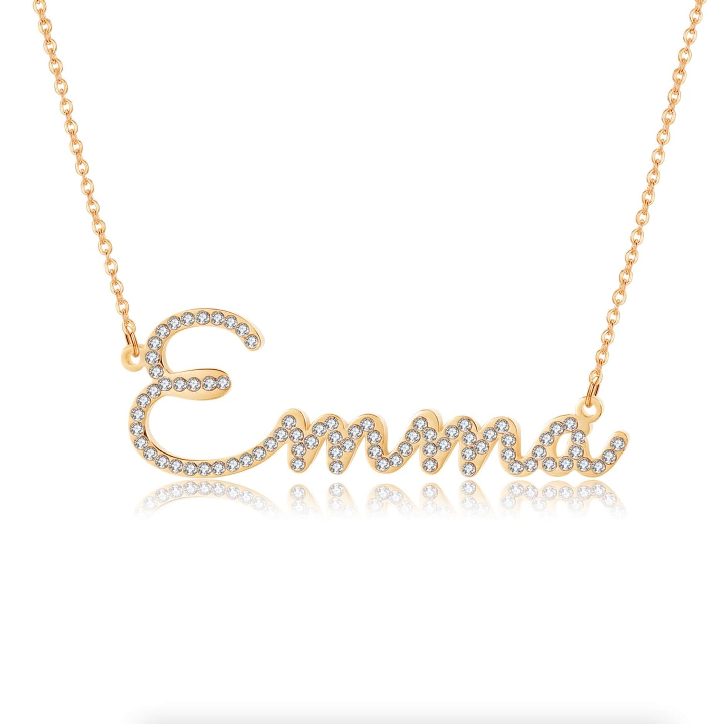 Personalized Crystal Cursive Name Necklace