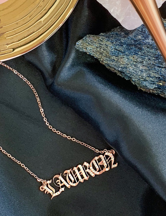 Personalized Crystal Old English Necklace