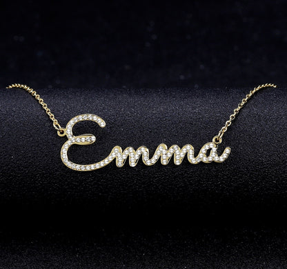 Personalized Crystal Cursive Name Necklace
