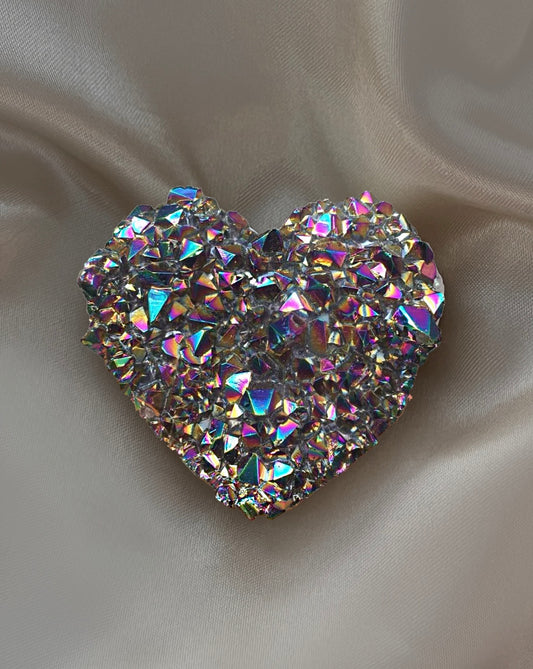 Rainbow Electroplated Heart-Shaped Crystal
