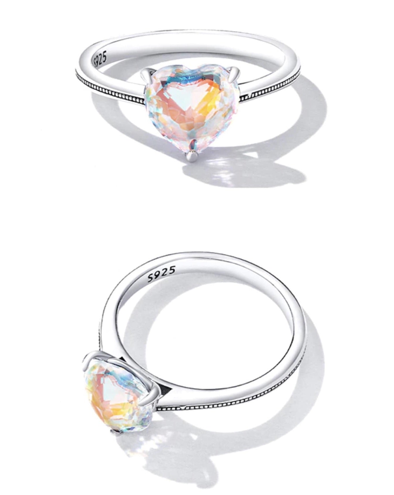 Rainbow-Glow Heart Ring