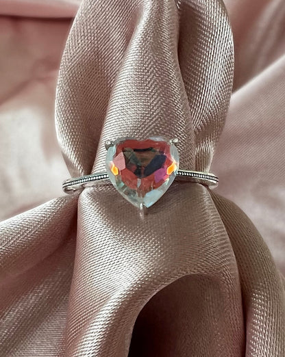 Rainbow-Glow Heart Ring