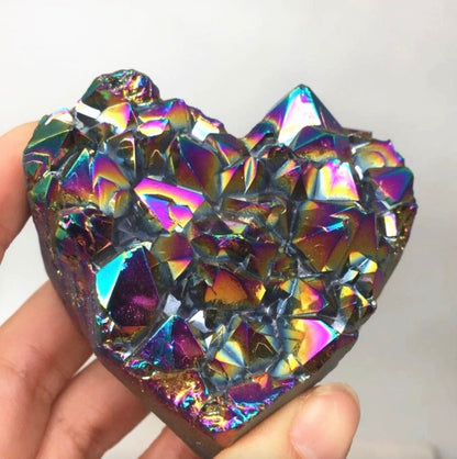 Rainbow Electroplated Heart-Shaped Crystal